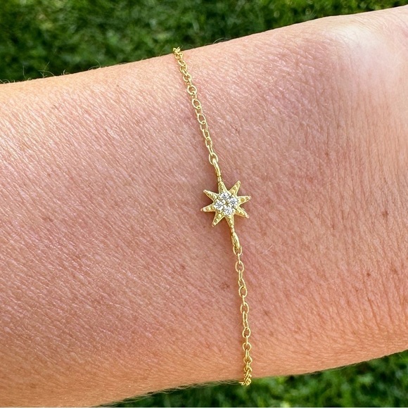24k Gold Vermeil Celestial Dainty Bracelet - Picture 3 of 7